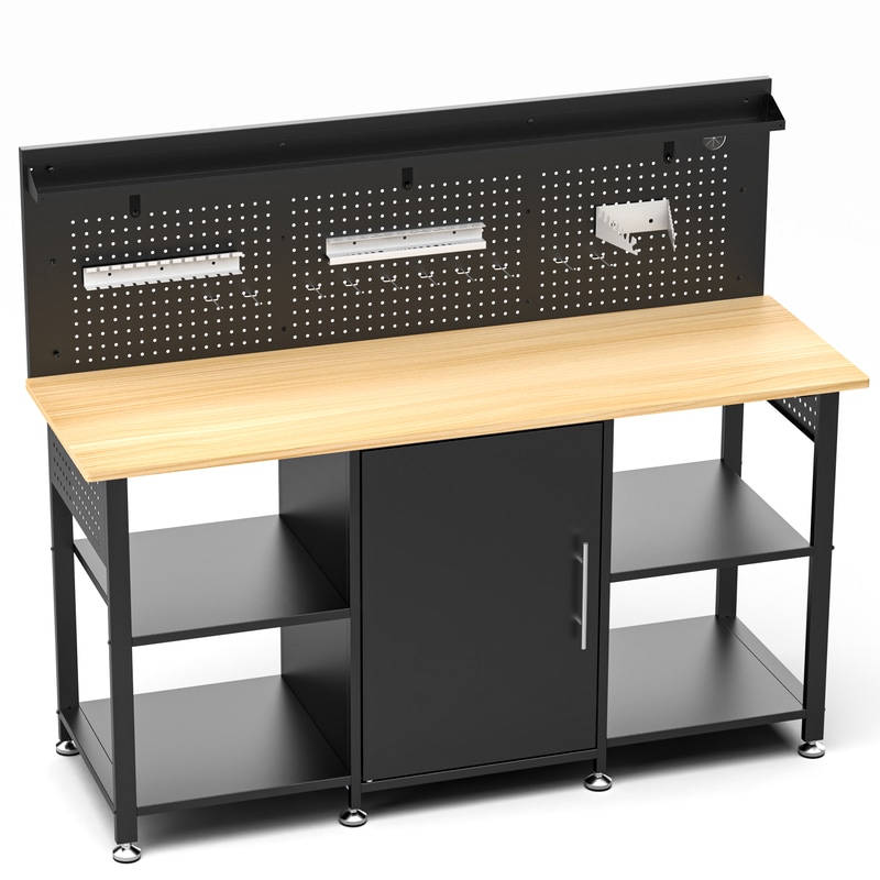 WB3MD-S 60-inch 2000 lbs Capacity Heavy Duty Workbench - Wood Top